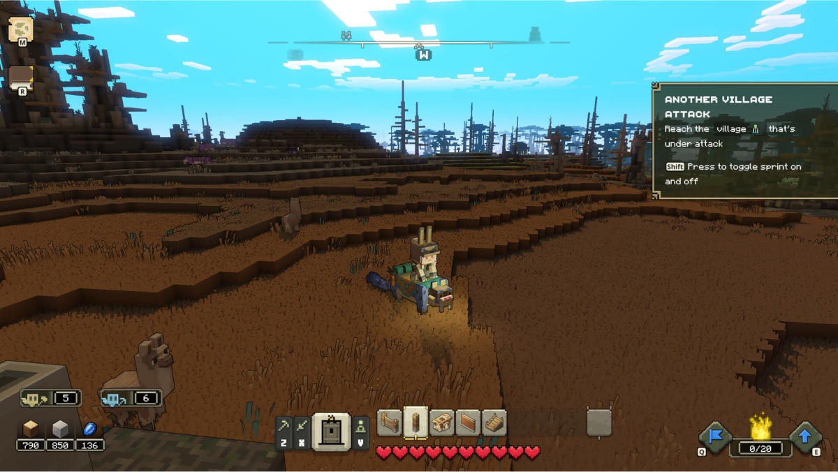 A Minecraft Legends player character riding a tiger wearing a Deluxe skin.