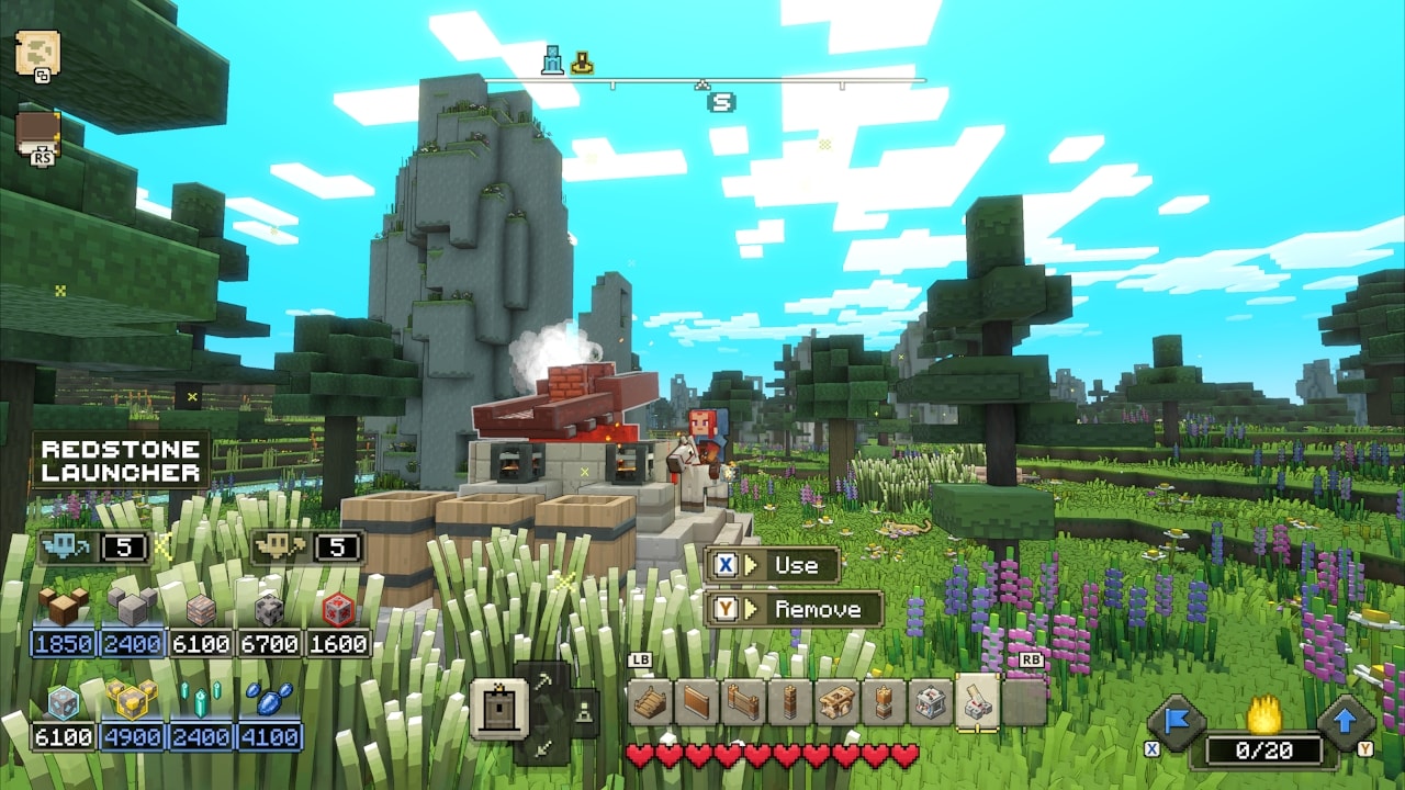 A Hero standing next to a redstone launcher.