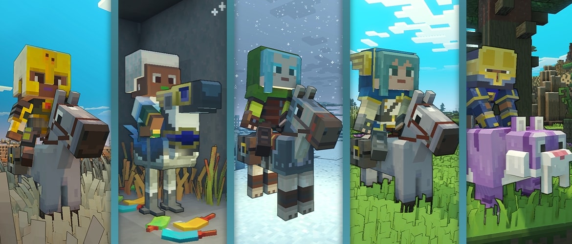 A side-by side image showing the rewards you will receive for completing each of the five Lost Legends released so far.