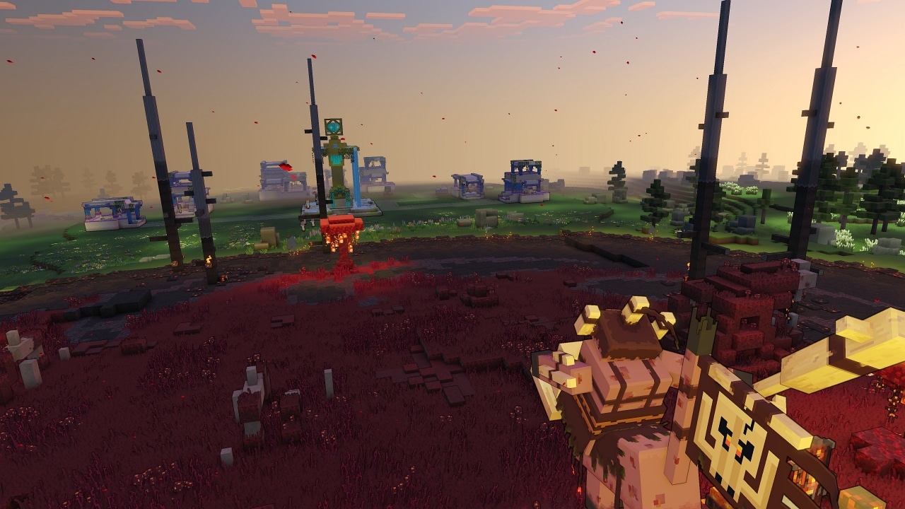 A screenshot from Lost Legends: The Hunting Season showing the back of the Beast as they charge towards a village