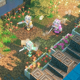 Three friends running through the Dungeons tower