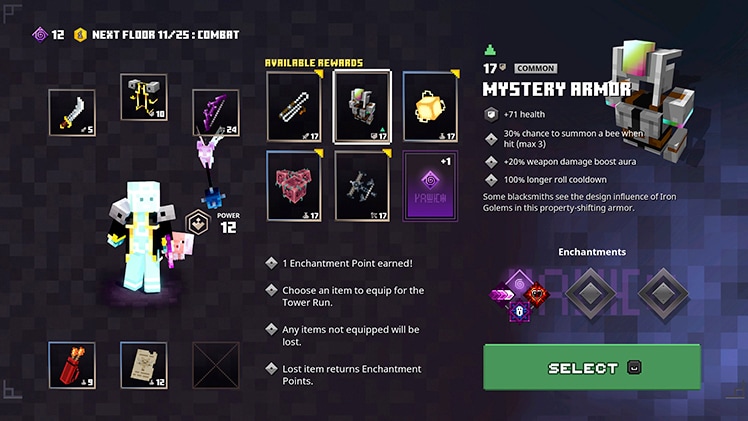 The player equipment menu, depiciting a Mystery Armor